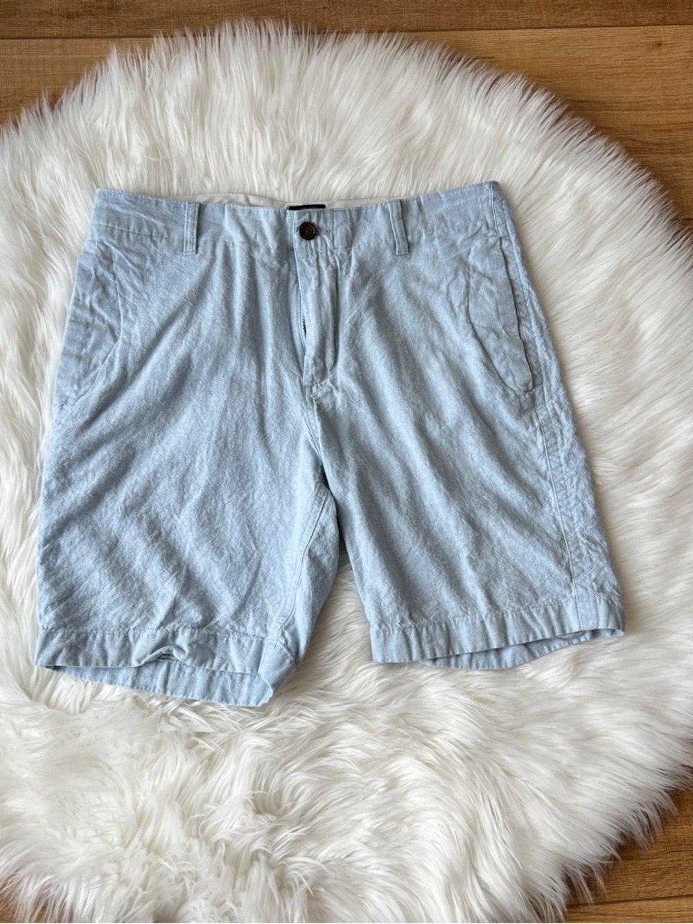 Mens J Crew Gramercy Linen And Cotton Shorts 33 Light Blue